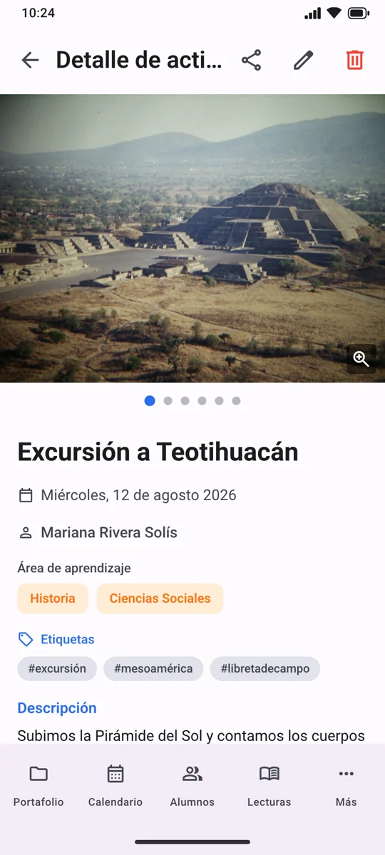 Detalle de la actividad en EVIAP